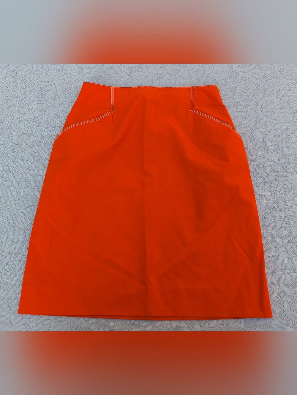 Vintage Bright Orange Courrèges Paris Pencil Skirt Size 40